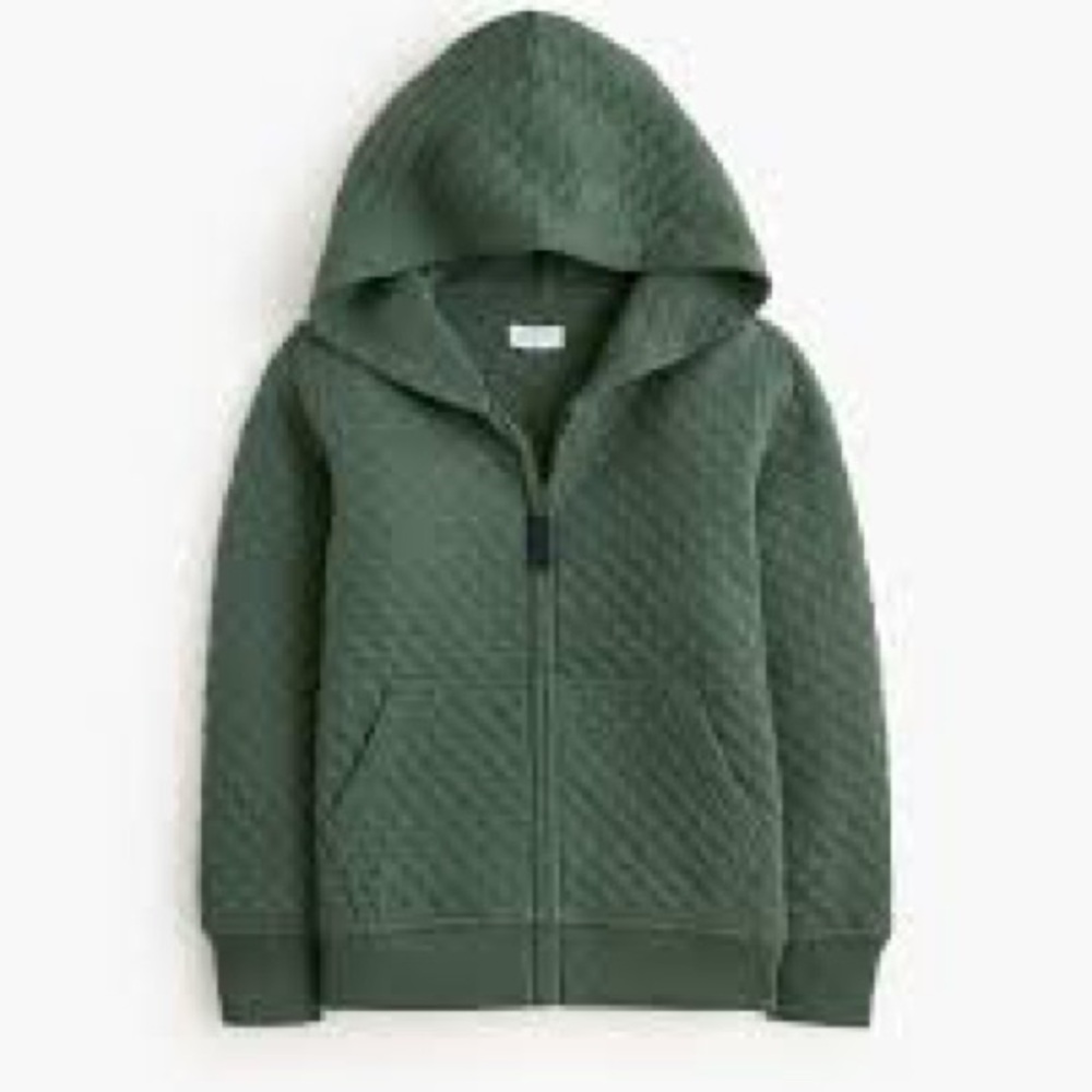 Crewcuts Boys Quilted Zip-Up Hoodie in Hunter Green Large (10-11)